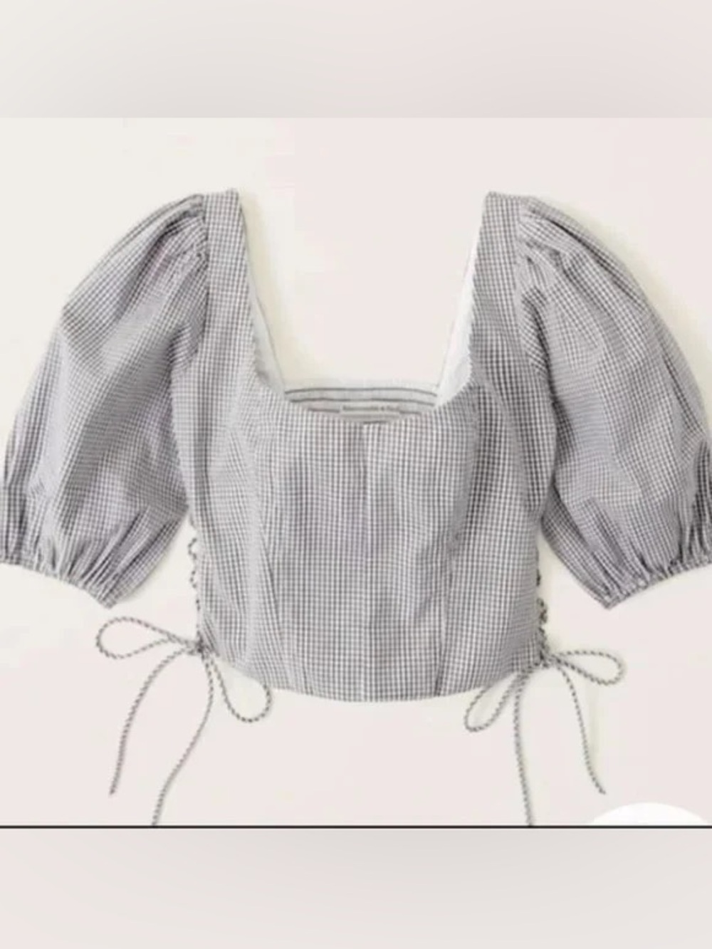 Abercrombie & Fitch Gingham Puff Sleeve Cropped Top XL